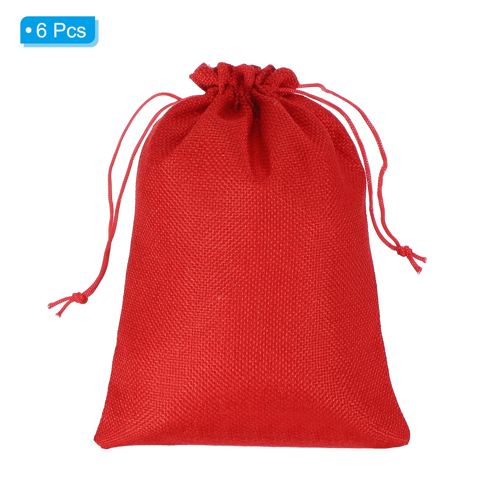 PATIKIL 9"x7" Coin Sacks Bag, 6Pcs Bank Deposit Change Transit Bags with Drawstring Canvas Gift Sacks, Red - Image 3