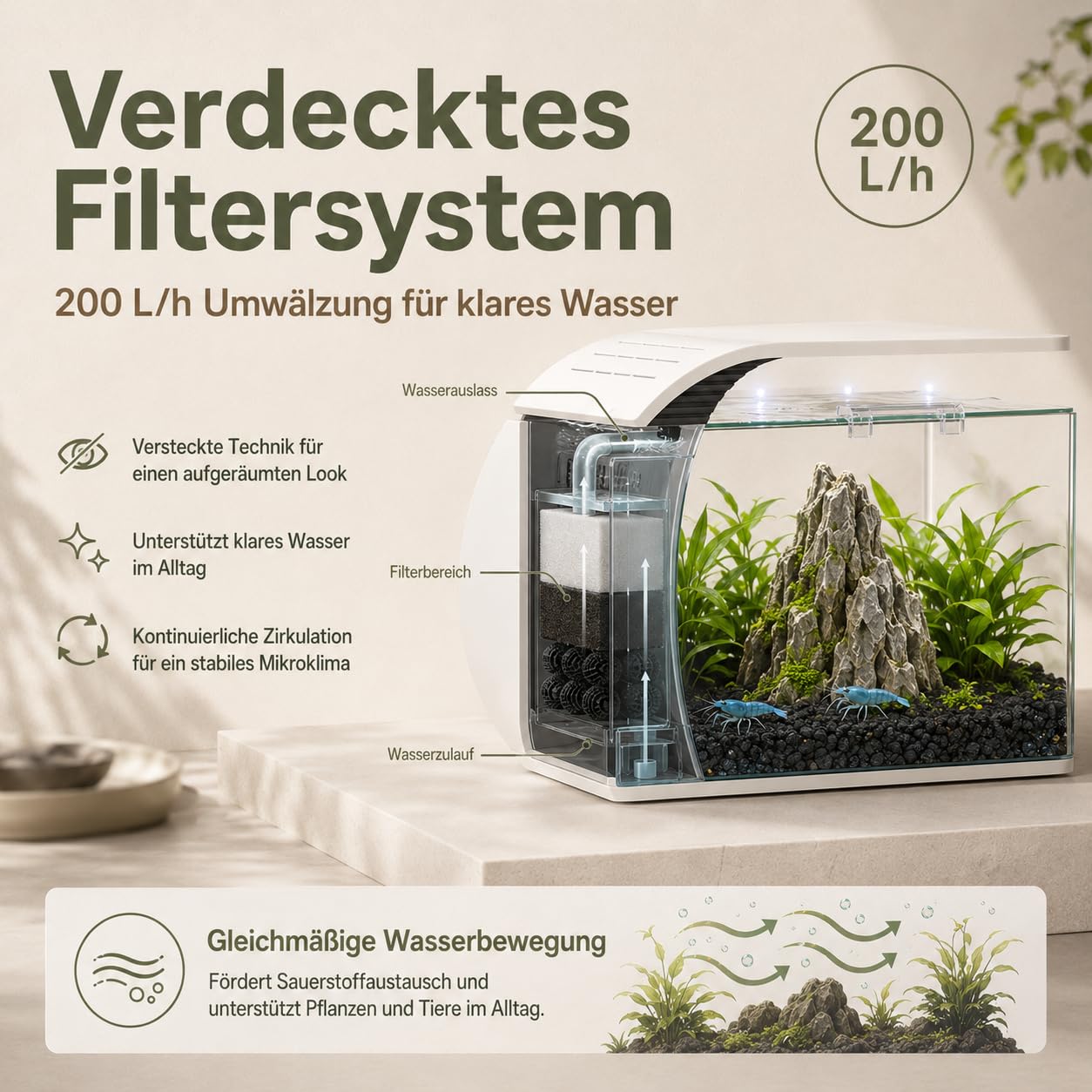 5 GallonAquarium, Mit LED Beleuchtung Und Wasserpumpe Fassungsvermögen Für Zierfische Krabben Pflanzen Ideal Für Wohnzimmer Schlafzimmer Büro Dekoration