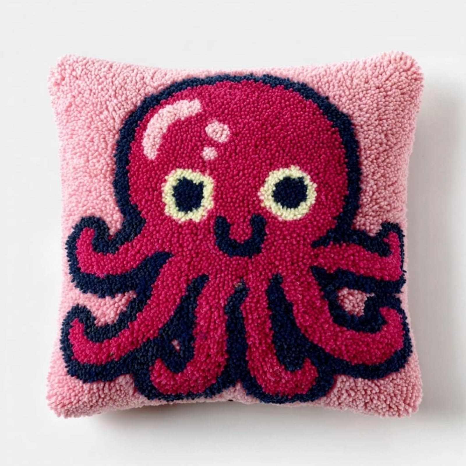 Wallustrioaw Cartoon Octopus Latch Hook Cushion Kit Diy 17X17in,