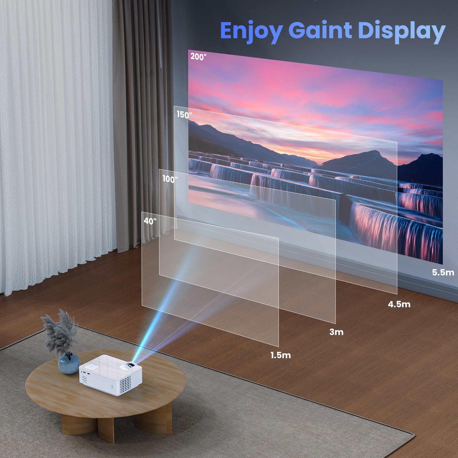 Topvision Mini Projektor z Ekranem, Biały, 100"