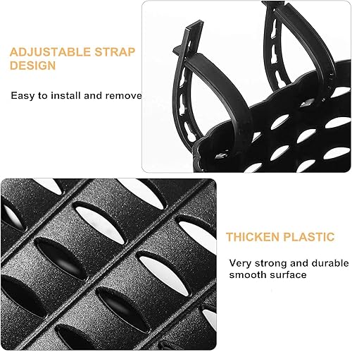 Miniatura 5 de YL traV Cesta de bicicleta para niños con diseño de correas ajustables, cesta de bicicleta para manillar para niños, accesorios de bicicleta (negro)