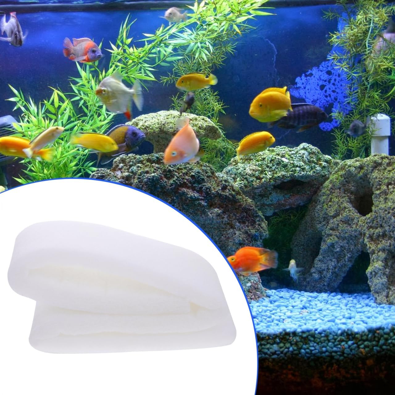 ULTECHNOVO Aquarium Filter Sponge Pad Thickened Biological Filter Pad 39.37 X 4.72 X 0.59 Inch Reusable Cut-to-Size Cotton for Freshwater and Saltwater Fish Tanks
