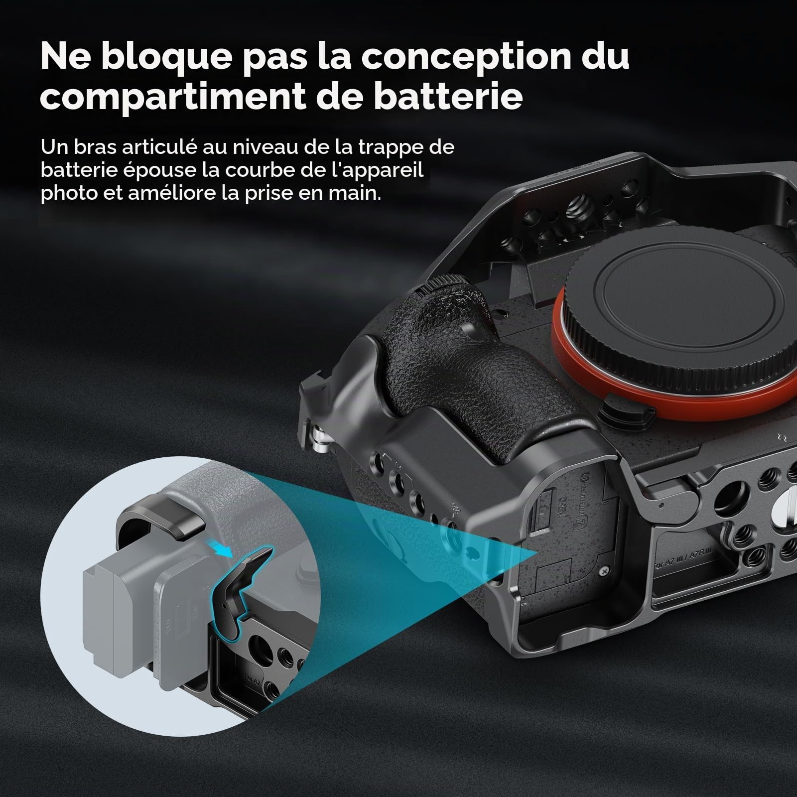 (Nouvelle Version) SMALLRIG Cage pour Sony A7 III / A7R III, Cage en Alliage d'Aluminium avec Plaque de Dégagement Rapide pour Arca, Cold Shoe Intégrée, Rail NATO et Trous Filetés - 2087D