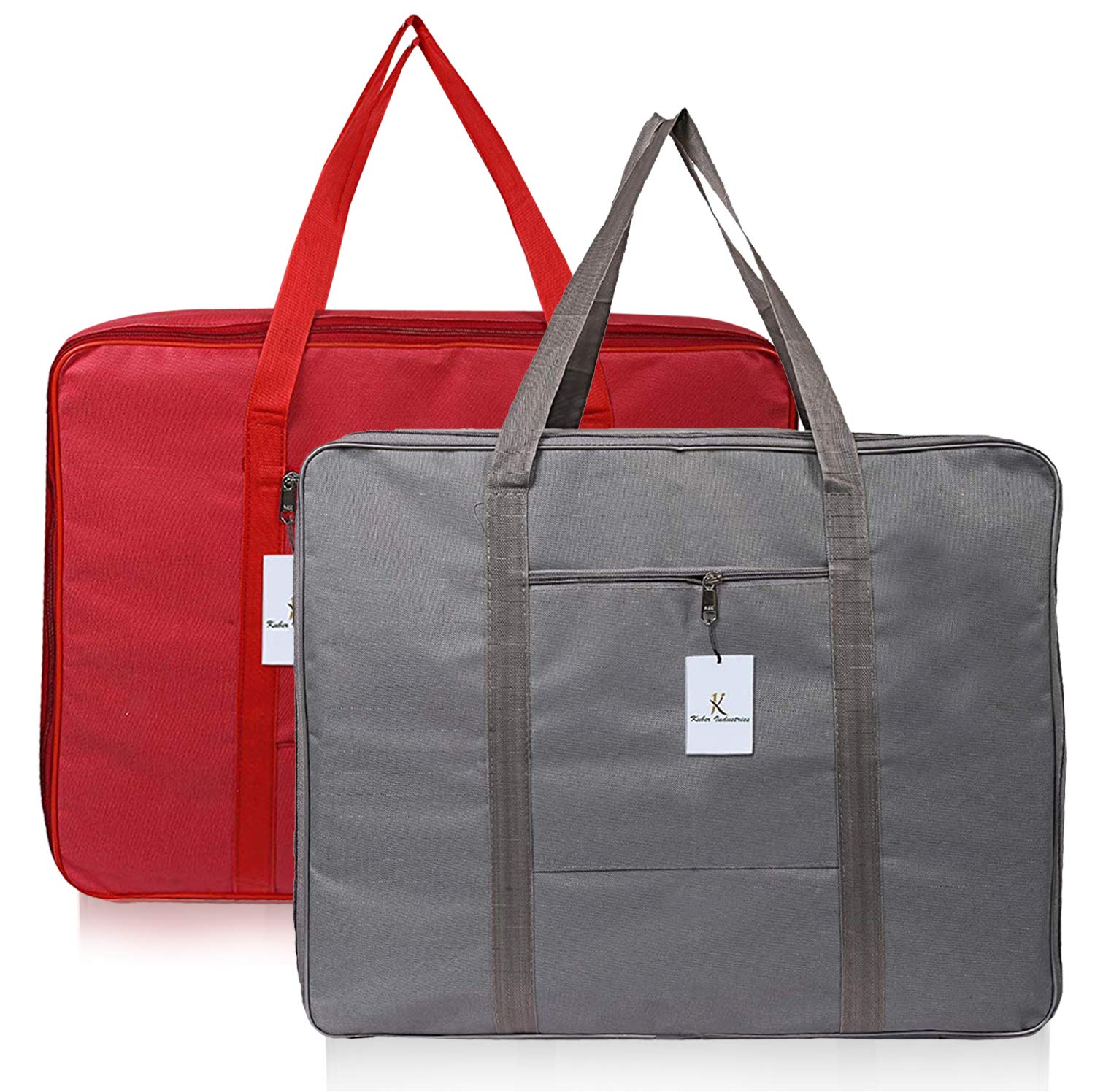 Kuber Industries Small Size Foldable Travel Duffle Bag, Underbed Storage Bag(Grey & Red)-Pack of 2-picture-26