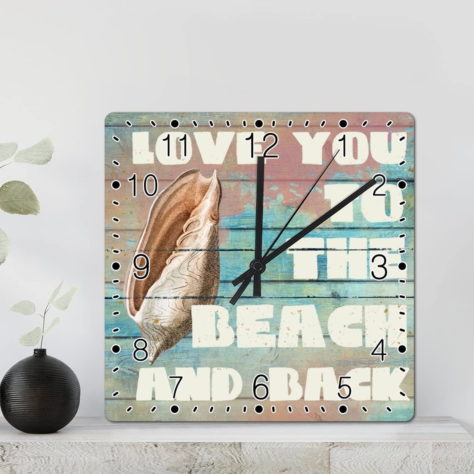 Horloge murale rustique en conque en bois de 30,5 cm silencieuse