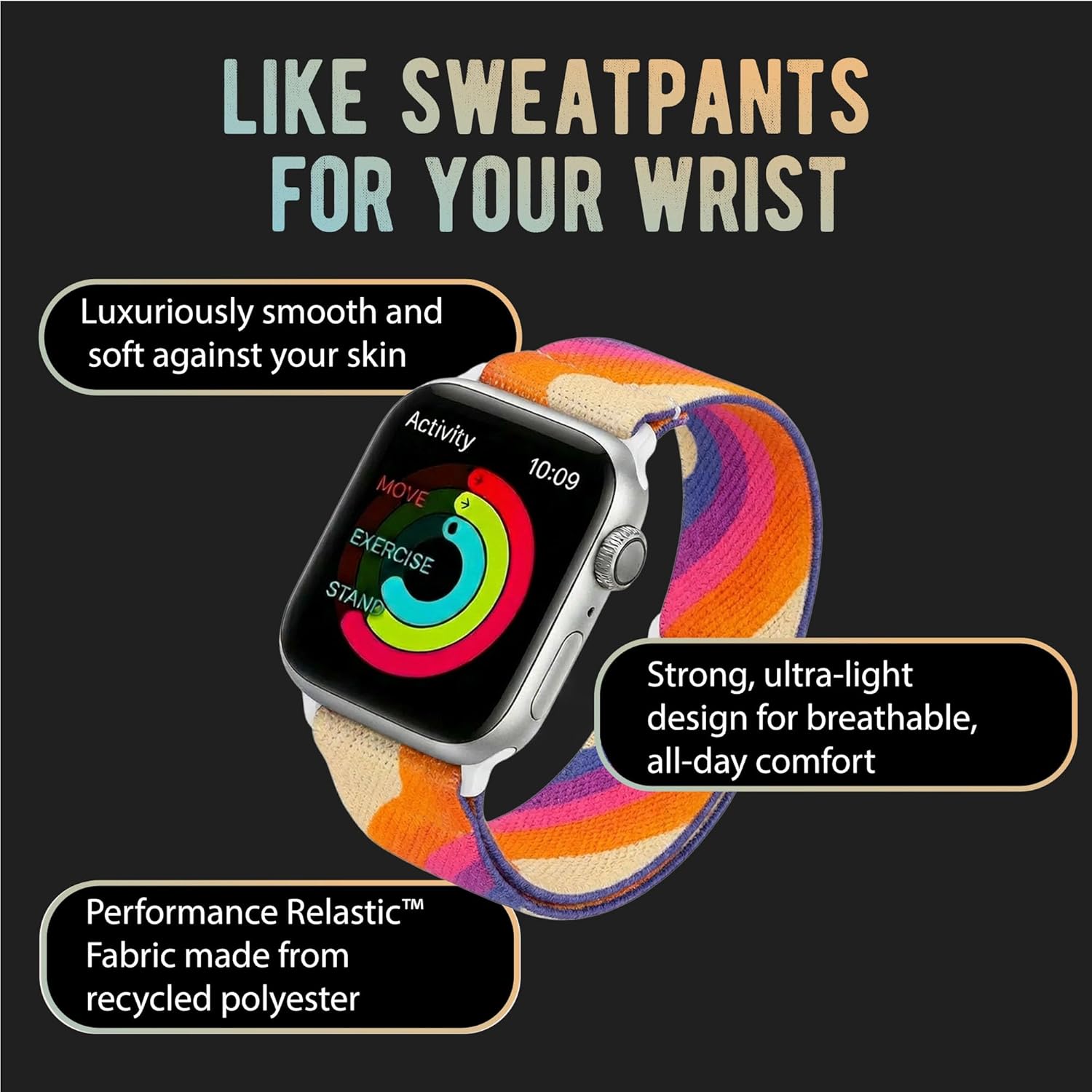 Braxley Bands for Apple Watches - Stretchy and Washable - Adjustable with Apple Watch Bands for Women & Men - Compatible with Apple Watch Series SE Ultra 9 8 7 6 5 4 3 2 1