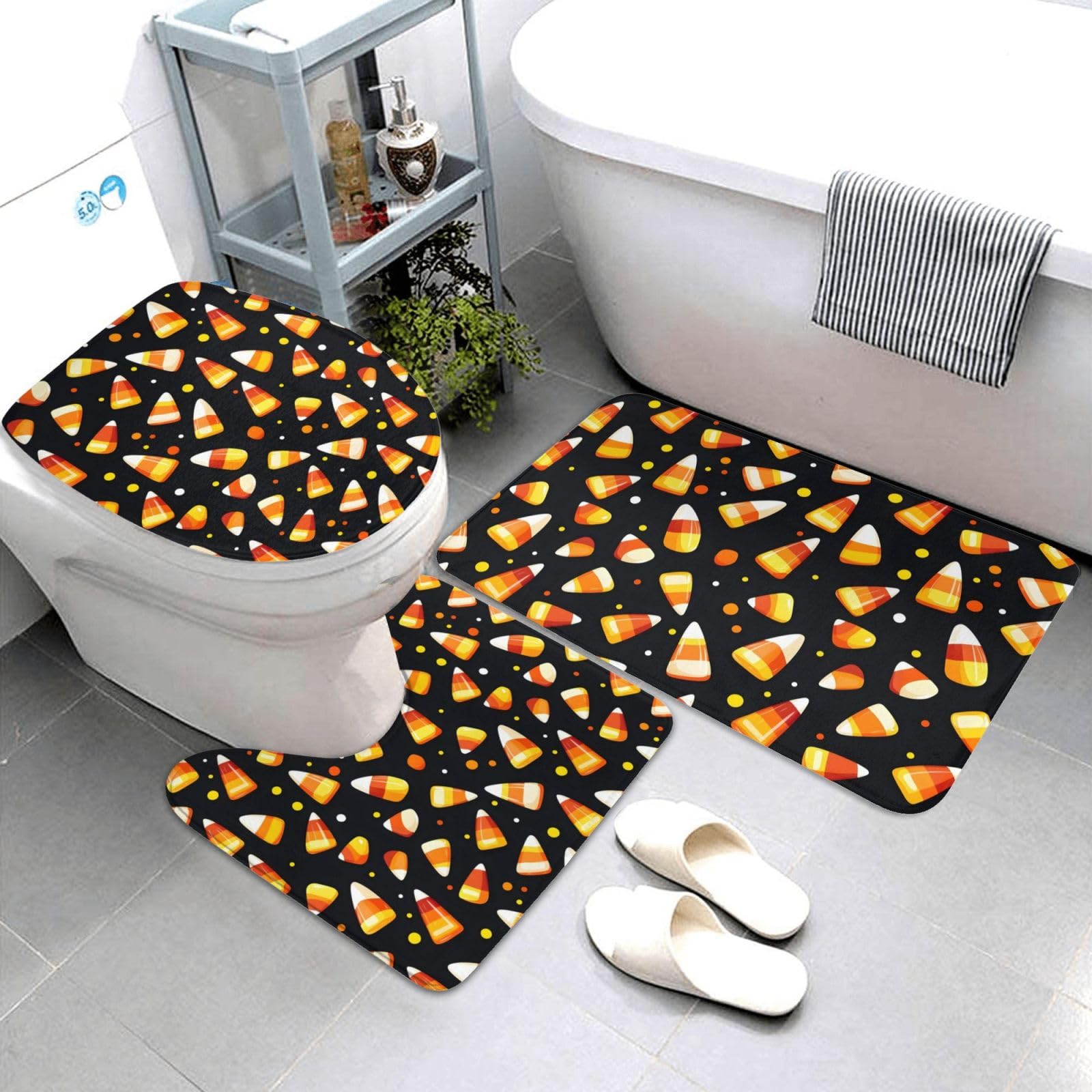Tapis de bain Halloween antidérapant lot de 3 lavable pour sécuriser les sols humides