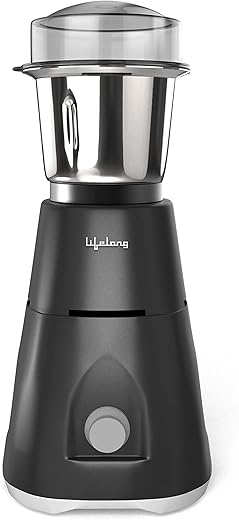 Lifelong uno lx 350 watt mixer grinder, 1 jar | abs body, stainless steel blade (1 year warranty, grey)