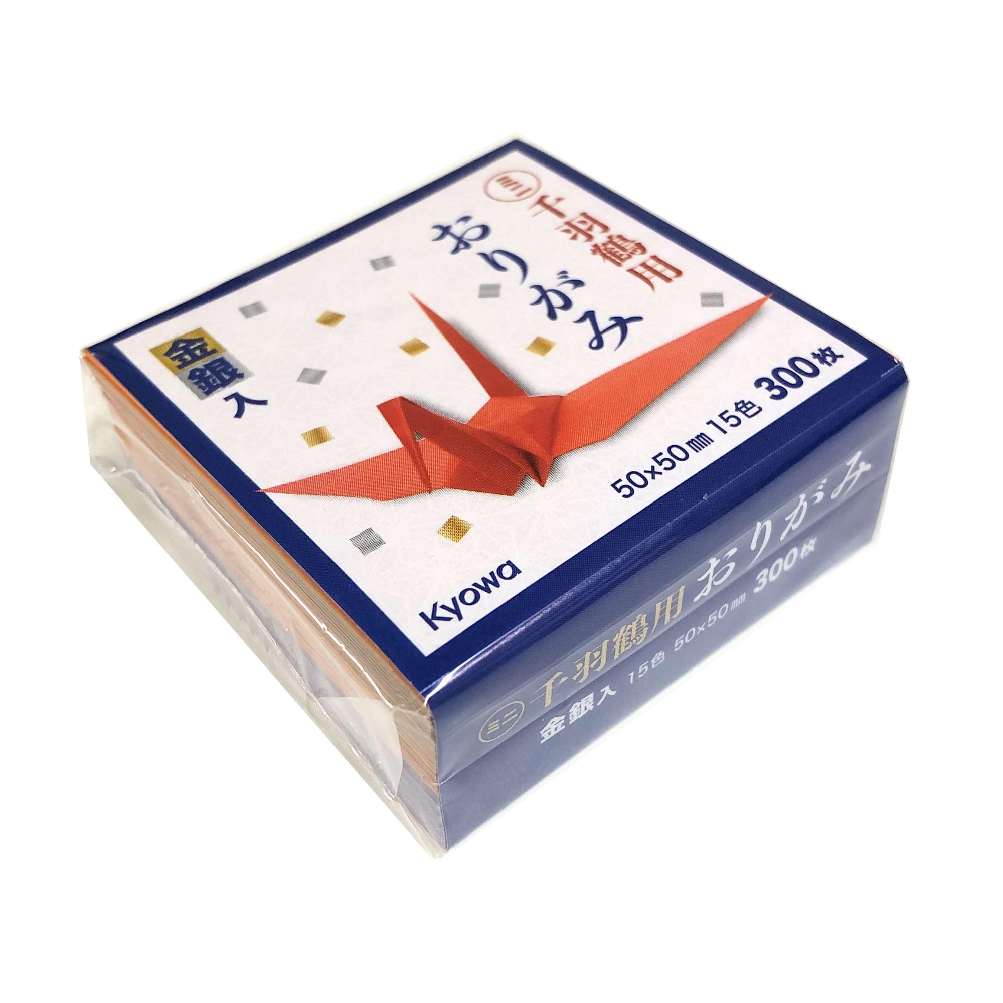 Mini Origami Paper 300 Sheets, 15 Color, 2 Inch Square, Include Gold Silver, Made in Japan