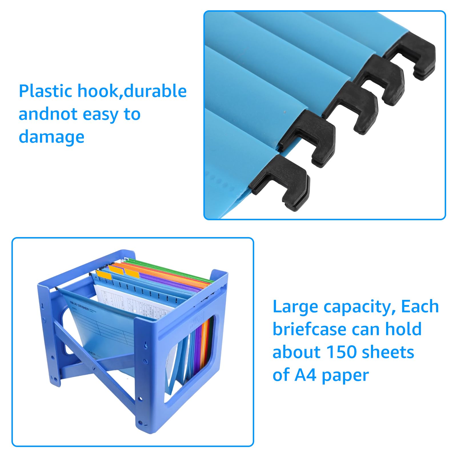 SHUESS 30 cartelline sospese, formato A4, blu con linguette e inserti per carte, per scuola, lavoro, ufficio, casa