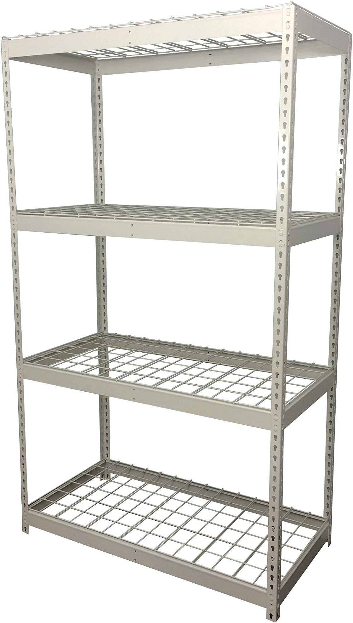 SafeRacks Garage Shelving Unit - All Steel Storage Rack That Holds 300 Pounds Per Shelf - Easy to Assemble, White (24" x 48" x 84")