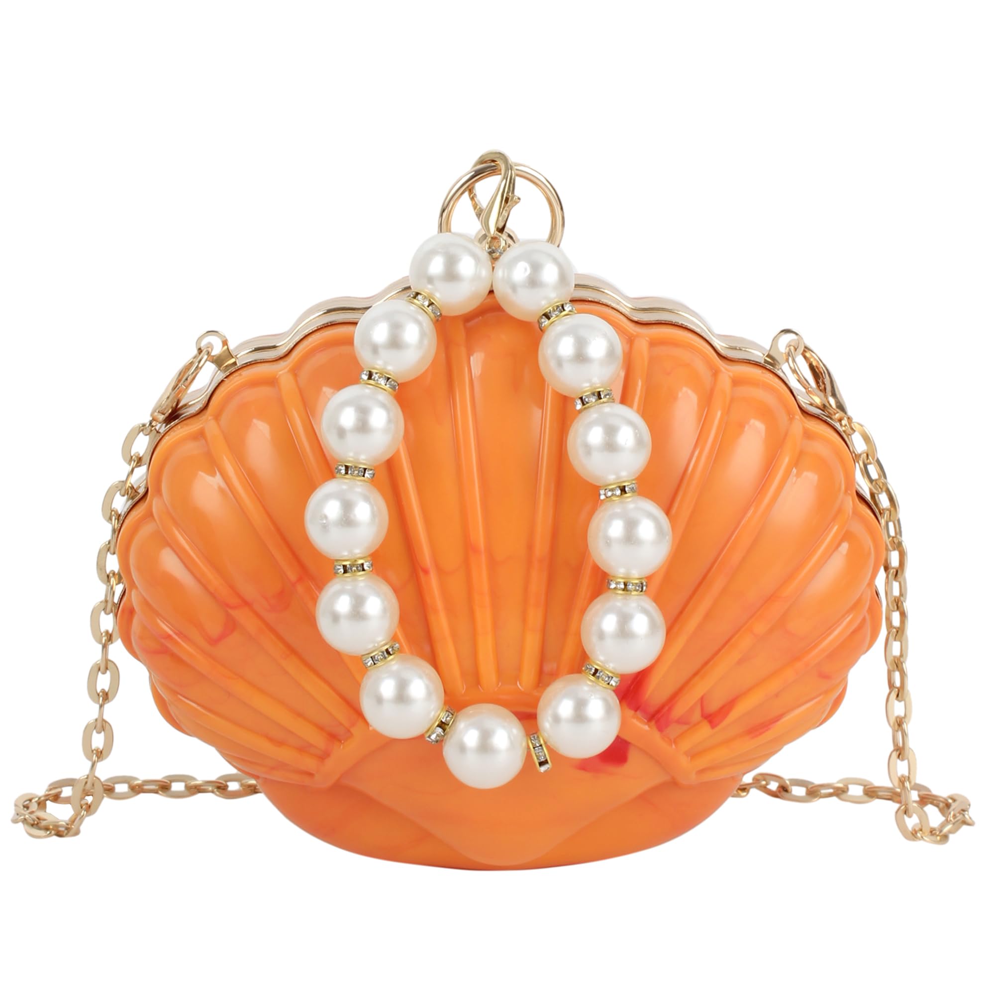 Women Seashell Evening Bag Purse Mermaid Chain Strap Clutch Handbag Shoulder Bag