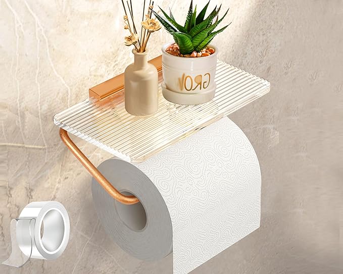 Self Adhesive Toilet Paper Holder with Shelf Paper Towel