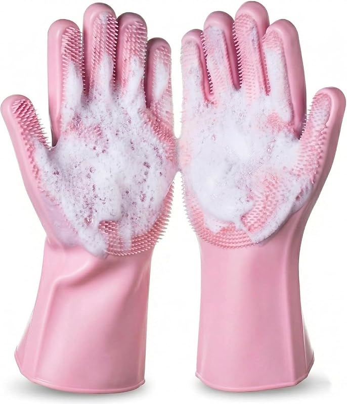 Luvas de Silicone para Banho e Escovação de Cães e Gatos NVNAN Rosa
