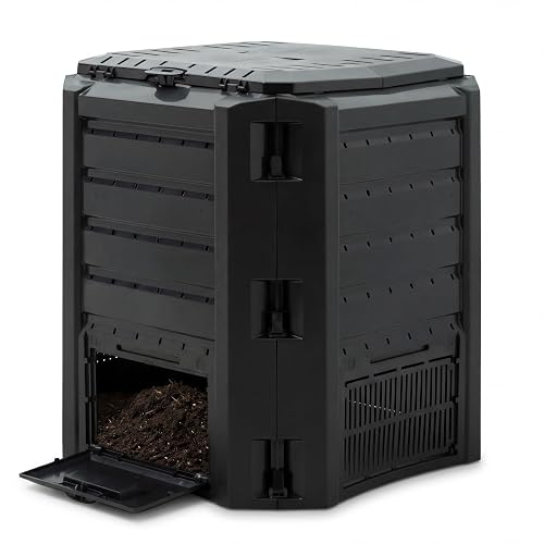 DEUBA® Composteur de Jardin 380 L Plastique Noir transformateur de