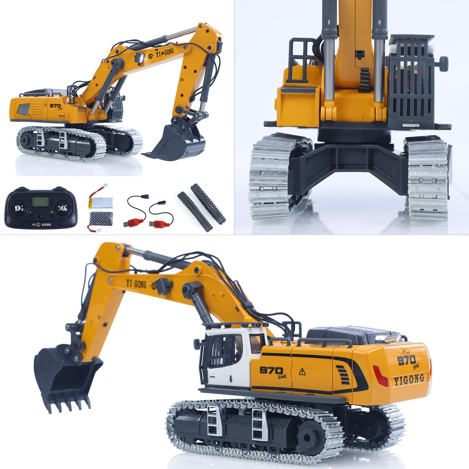 TOUCAN RC HOBBY YINGONG 1:50 RC Excavadora K970 Máquina de construcción Control Remoto Excavadora Eléctrica Pala Metal Cadenas Luz Sonido RTR Batería