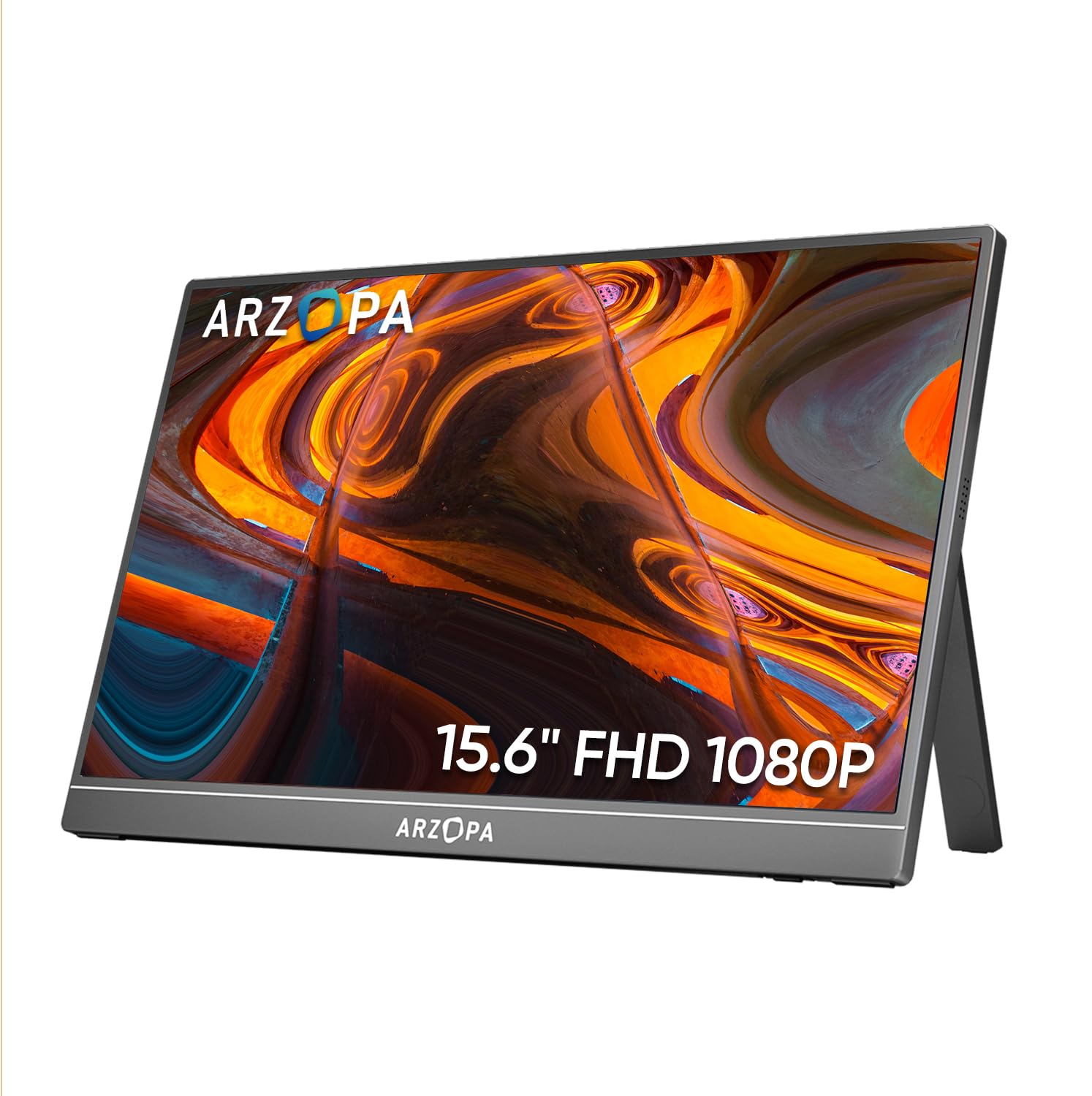 ARZOPA Portable Monitor 15.6'' FHD 1080P - Ultra-Slim Portable Laptop Monitor with Kickstand - IPS Display for PC, MAC, Phone, Xbox, PS5 - USB C & HDMI Connectivity - A1