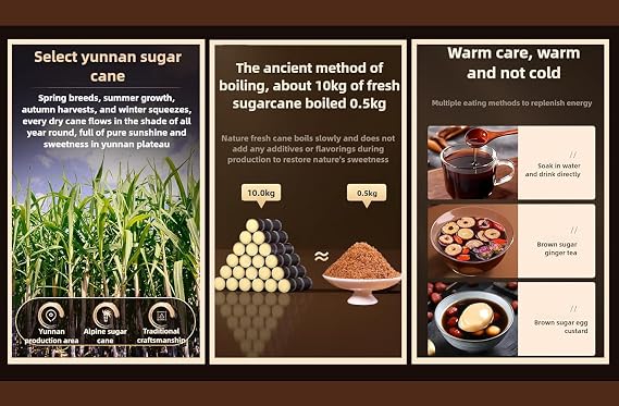Black Sugar Powder from Yunnan, Pure Brown Sugar Sweetener for Cooking, Additive-Free (12.34oz)