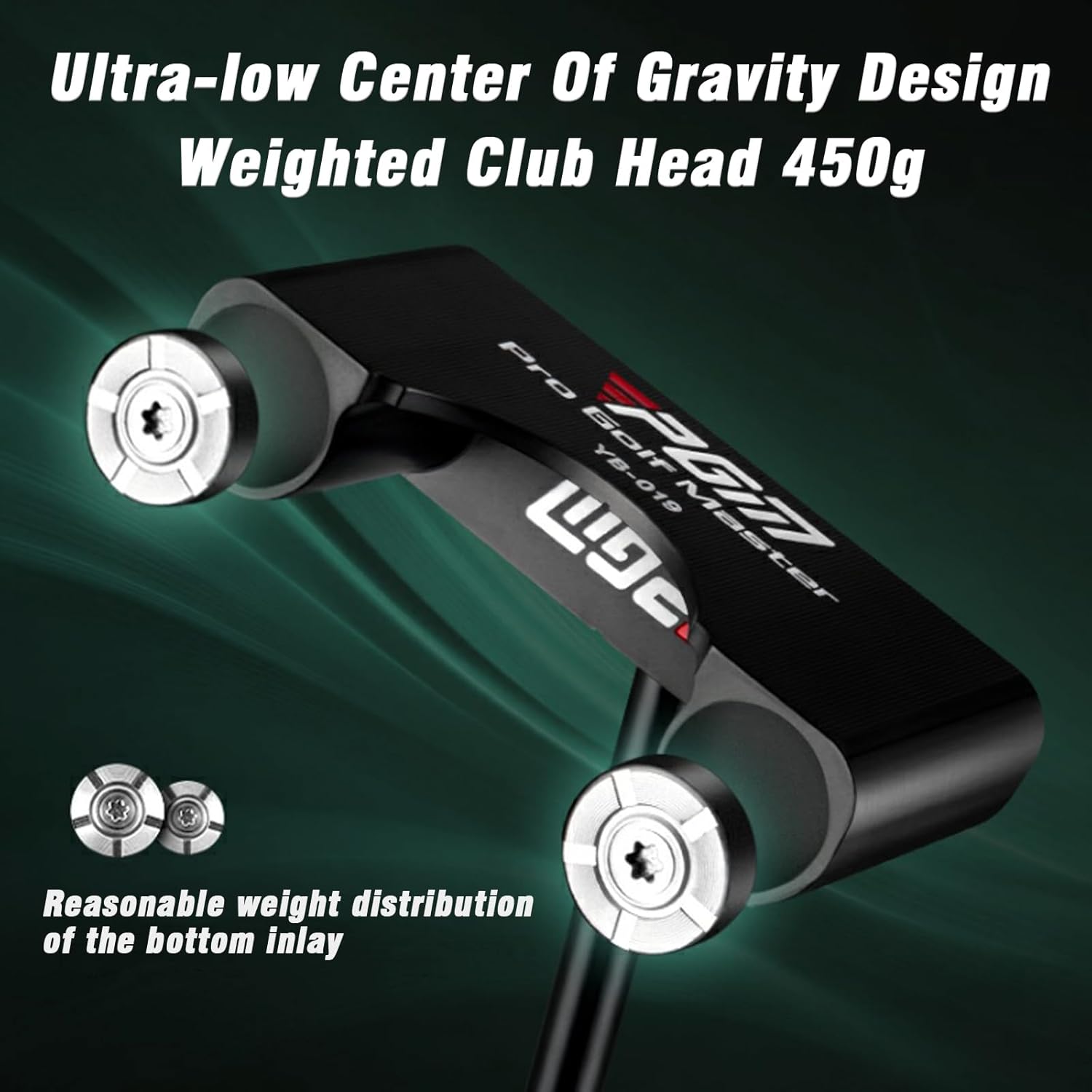 PGM Weighted Golf Putter - Ultra Low Center of Gravity - Lightweight Graphite Shaft - CNC Hex Face Technology - Vibration Absorption System - Pro Sweet Spot Accuracy