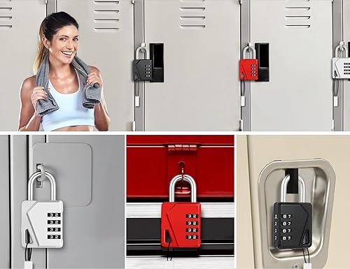 Miniatura 70 de ZHEGE Candado de combinación de 4 dígitos reajustable para exteriores, gimnasio, escuela, valla y casillero de empleados (plateado)