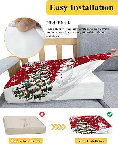 Miniatura 5 de Fundas de cojín elásticas de Navidad para sofá, seccional, individual, en forma de T, protector de muebles con parte inferior elástica, gnomos