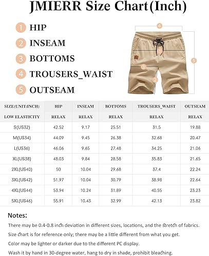 Miniatura 6 de JMIERR Men's Casual Shorts - Cotton Drawstring Summer Beach Stretch Twill Chino Golf Shorts