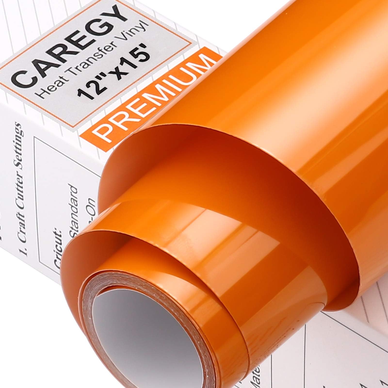 CAREGYHTV Heat Transfer Vinyl Iron on Vinyl 12 inch x15 Feet Roll Easy to Cut & Weed Iron on DIY Heat Press Design for T-Shirts Glossy Orange