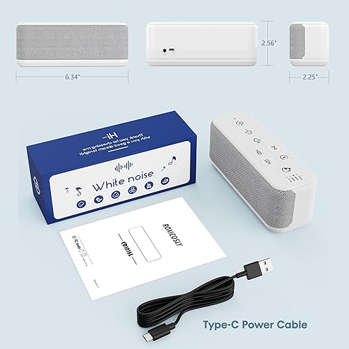 Miniatura 6 de Máquina de sonido de ruido blanco con Bluetooth, funciona con batería de 3000 mAh, larga duración de 40 horas, audio de alta fidelidad, temporizador