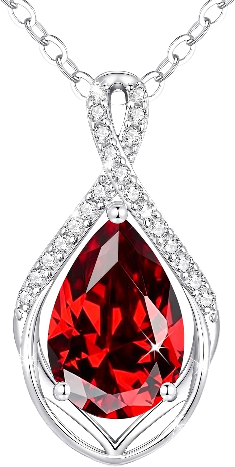 CDE Infinity Teardrop Birthstone Necklace Adjustable Jewelry for Women Gift