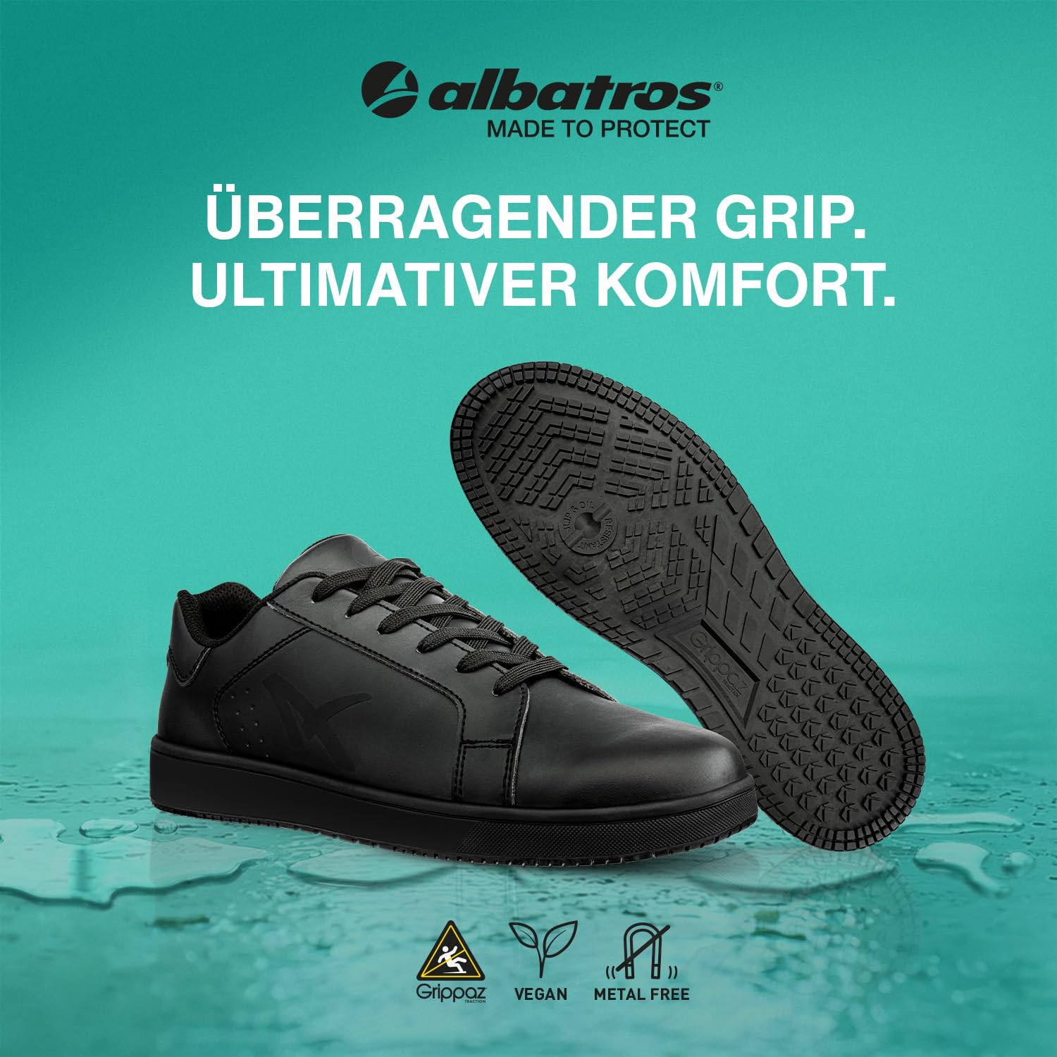 ALBATROS Zapatillas de trabajo Boogie Unisex – Antideslizante – Zapatillas antideslizantes – Zapatillas de trabajo súper ligeras para hombre y mujer – Cómodos para el día a día y el trabajo