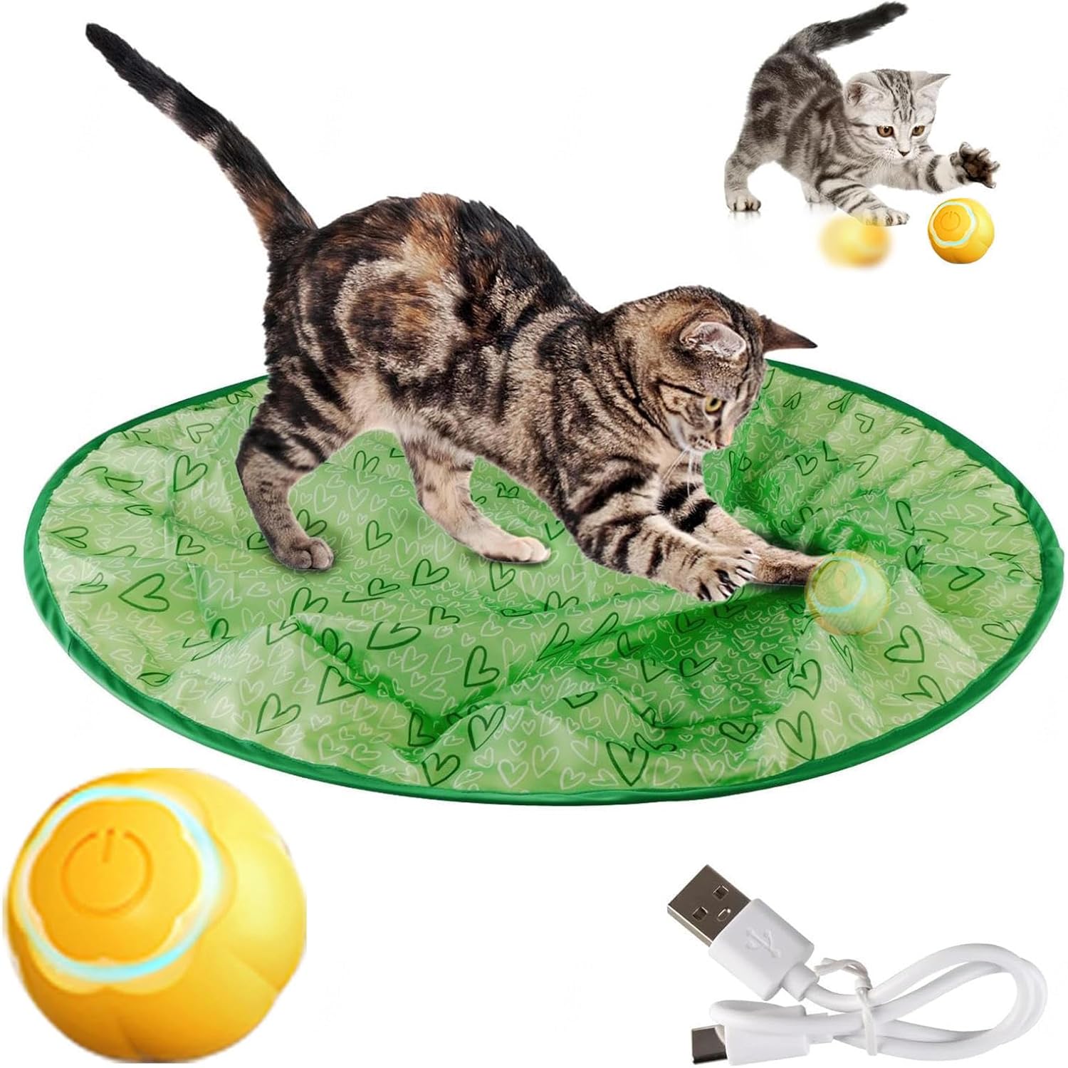 WBLKAMAO Powerball 2.0 Cat Toy 2 in 1 Smart Simulated