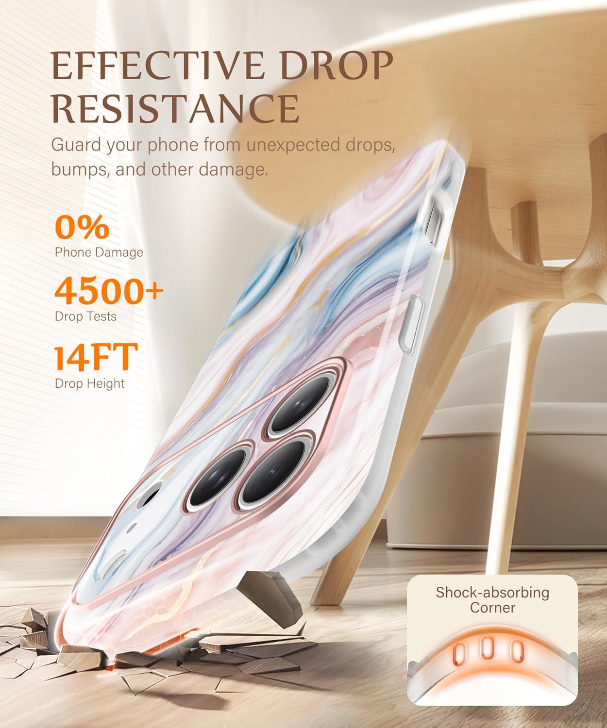 GVIEWIN for iPhone 17 Pro Case Compatible with MagSafe, [Full Camera Protection][Military-Grade Protection] Shockproof Protective Slim Magnetic Marble Phone Case for 17 Pro 6.3", Swirls/Colorful