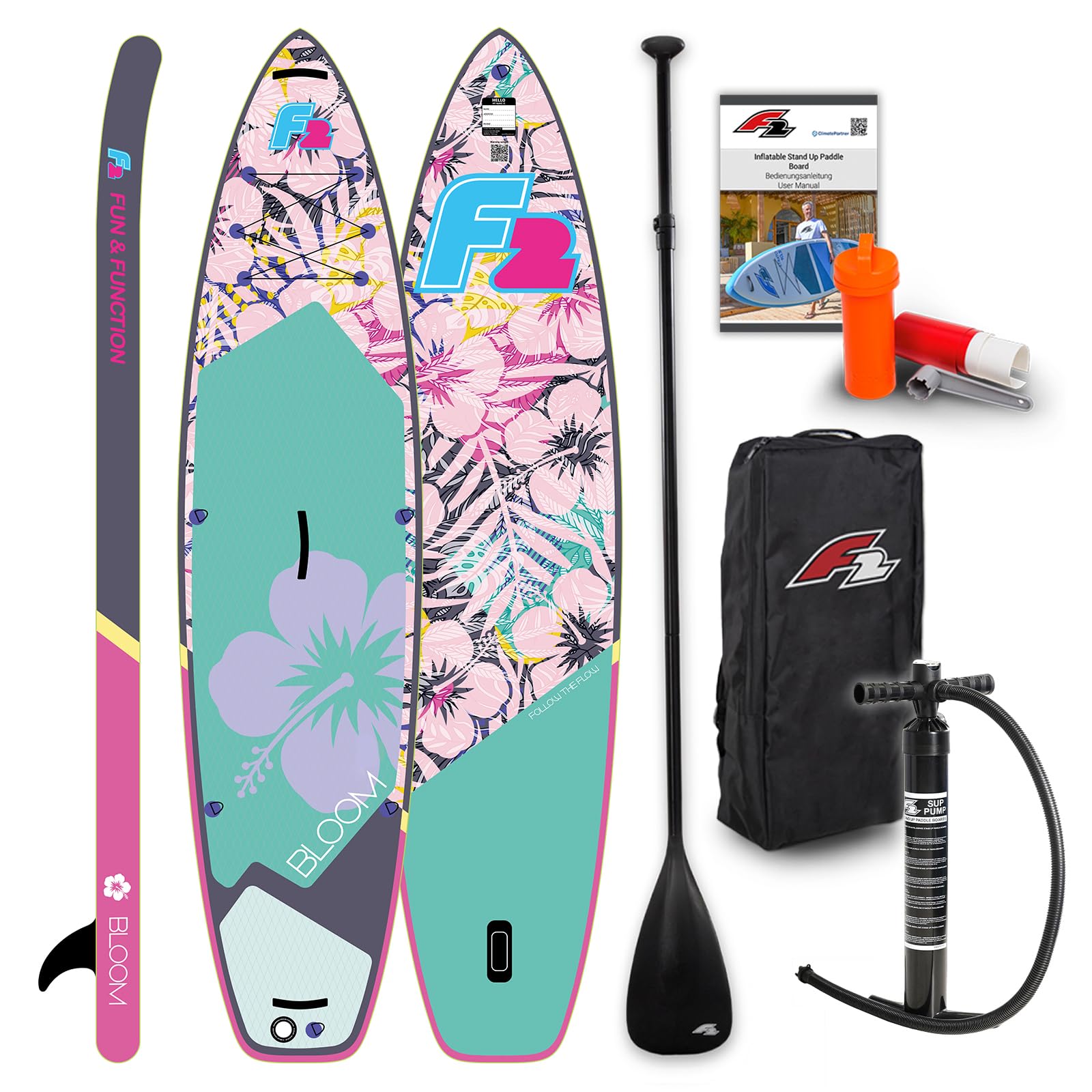 F2 SUP Stand Up Paddle Board Retro Bloom Hibiskus Damen-Größe wählbar