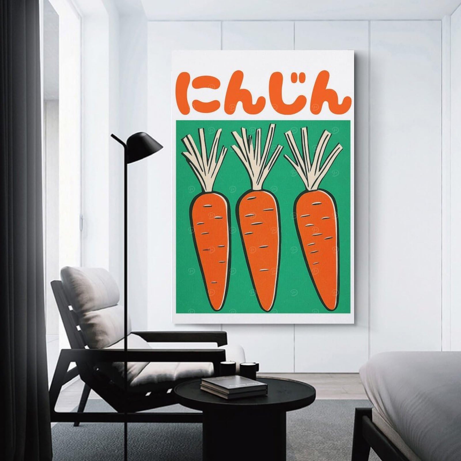 Junmoney Unframe-Style-18 Retro Carrot Japanese Art Print Hanging Wall Art, 16X24inch(40X60cm), For Bedroom Decor, Cosy Corners Or Studios, An Easy Wall Refresh For Bedrooms
