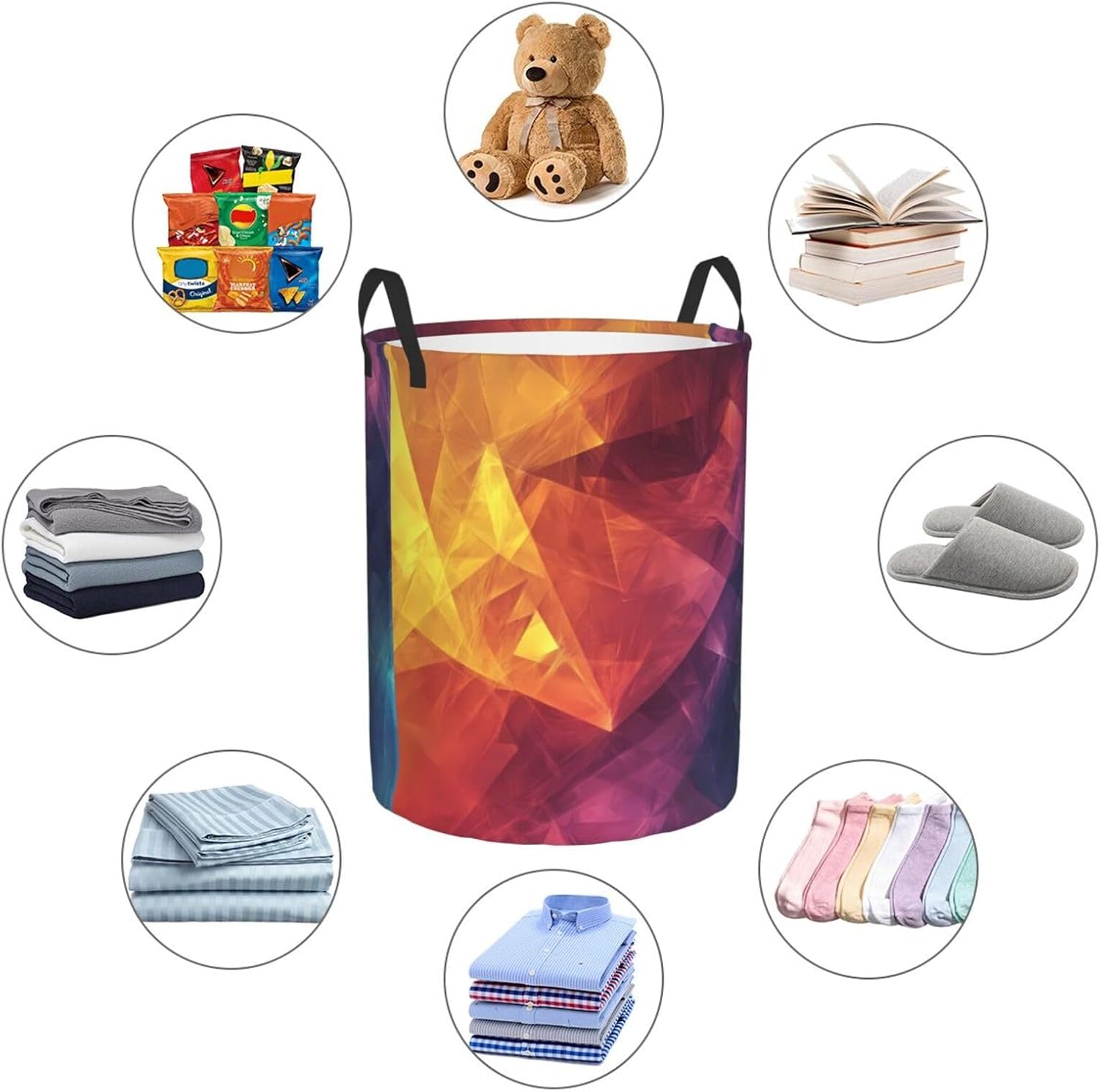 Cone Gradient Round Single-layer Laundry Basket, Portable Storage Laundry Basket, Bedroom Clothes Storage Basket with Handle