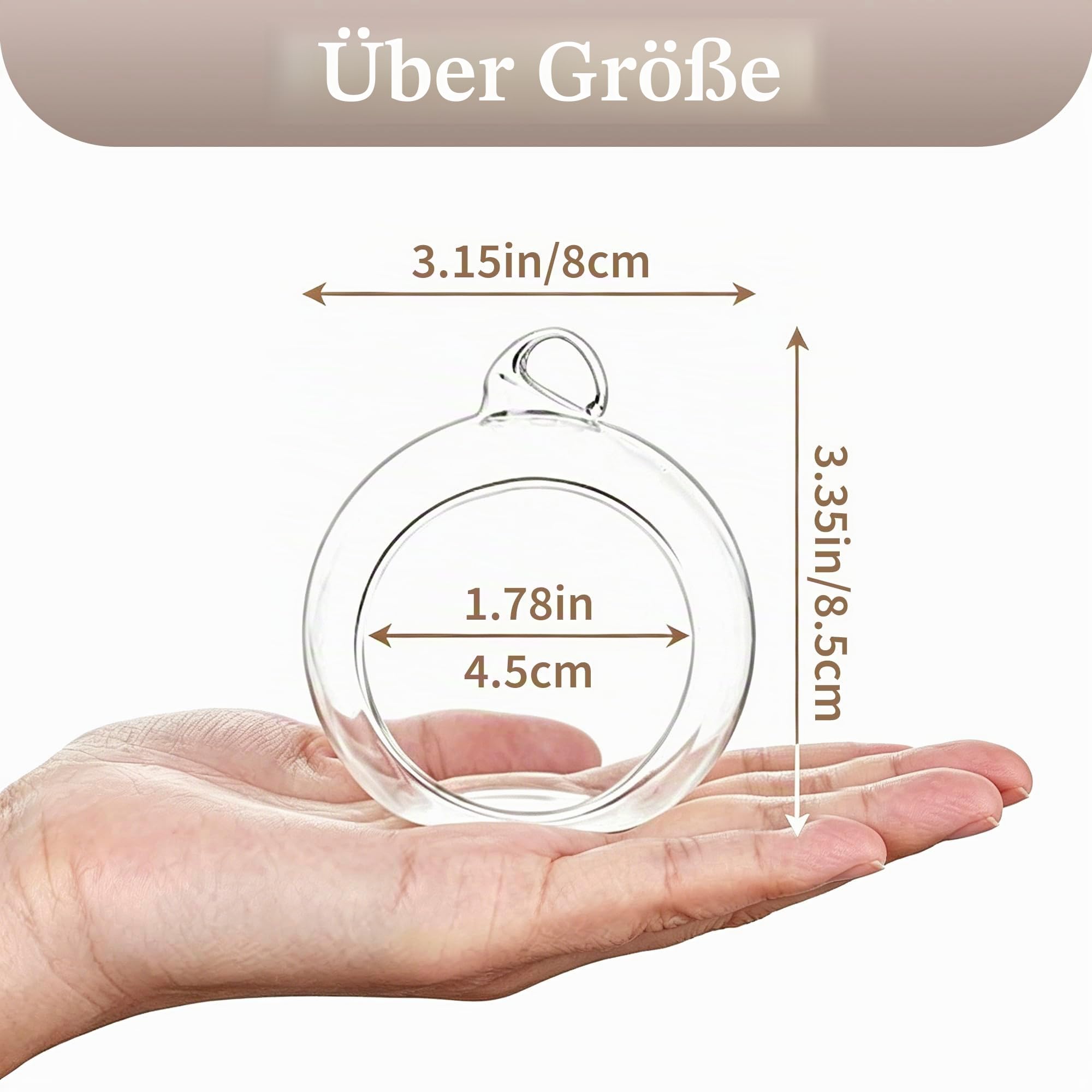 Sziqiqi 8cm Hängende Teelichthalter Glas: Glaskugeln zum Aufhängen 24er Set | mit LED, Transparente, Befüllbare Kerzenhalter, für Teelichter, für Hochzeit, Tischblumenständer, Weihnachten, Party, Garten
