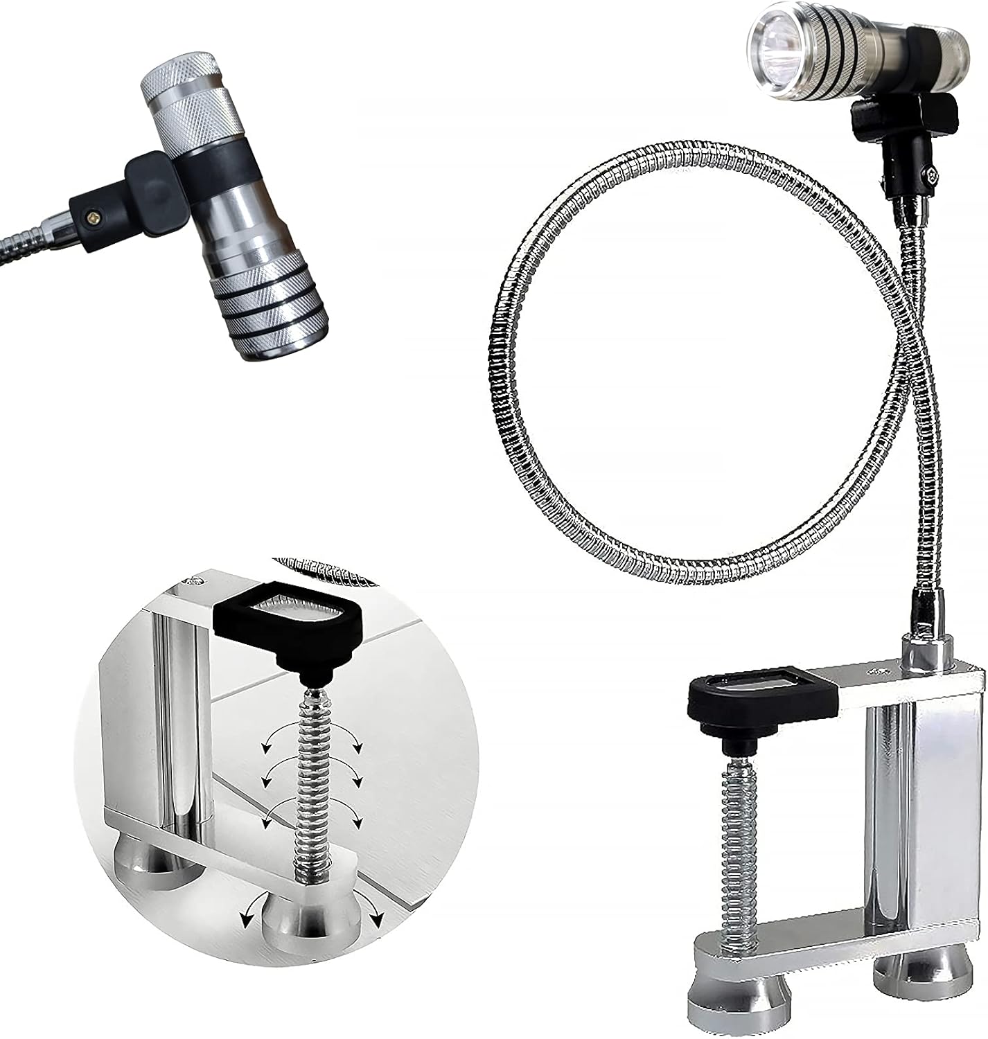 eirix Barbecue Grill Light, Removable Flashlight Lighting with Adjustable Base BBQ Lights - 360 Degree Flexible Gooseneck, Batteries Not Included (Sliver) : Patio, Lawn & Garden