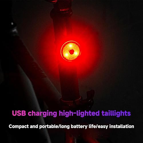 Miniatura 7 de Juego de luces recargables USB, juego de luces LED recargables USB, kit de faros LED brillantes y luces traseras, kit de luces de ciclismo