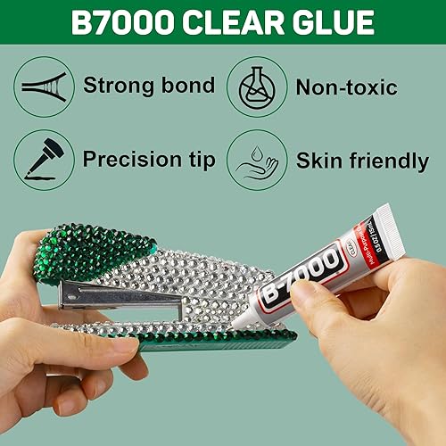 Miniatura 5 de b 7000 - Pegamento para 11000 unidades de diamantes de imitación verdes para manualidades, ropa, uñas, gemas de color verde esmeralda con parte