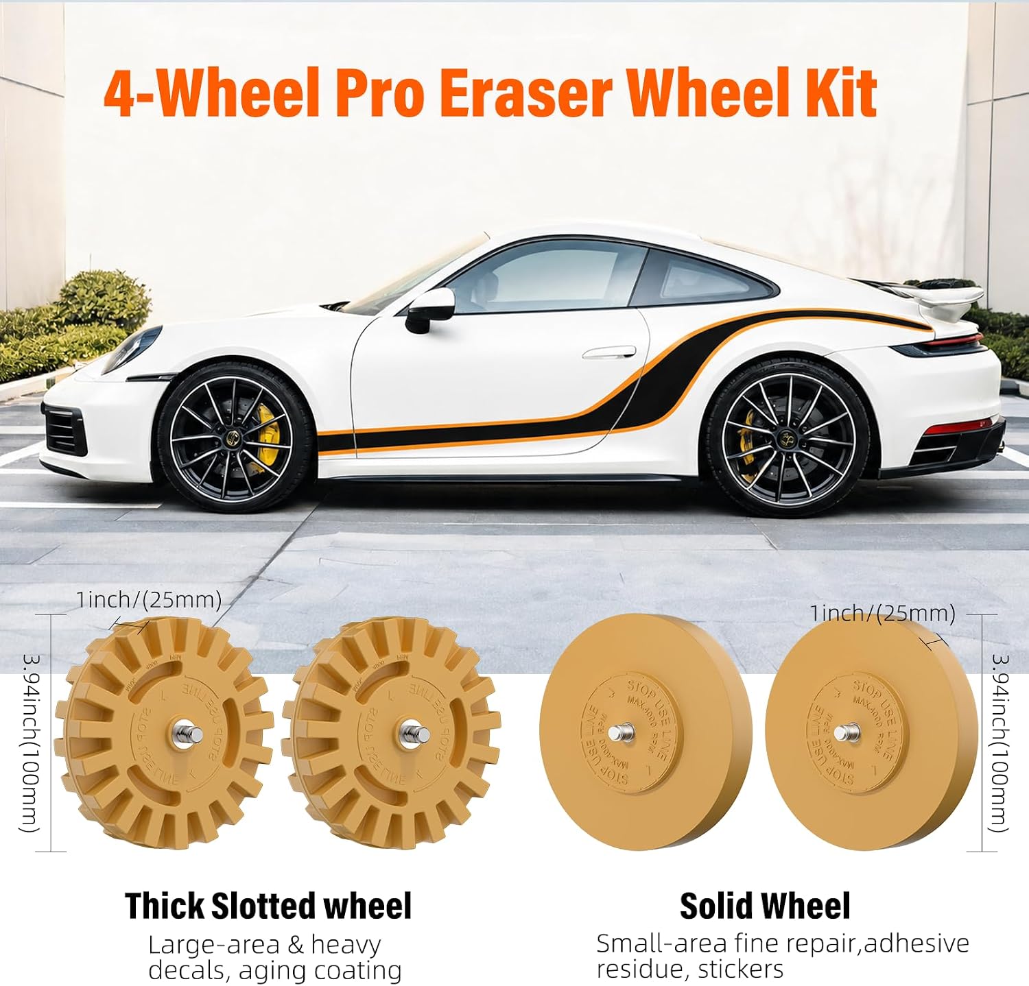 BURMONG 4Pcs Eraser Wheel Decal Remover Tool Kit,Decal Remover Eraser Wheel
