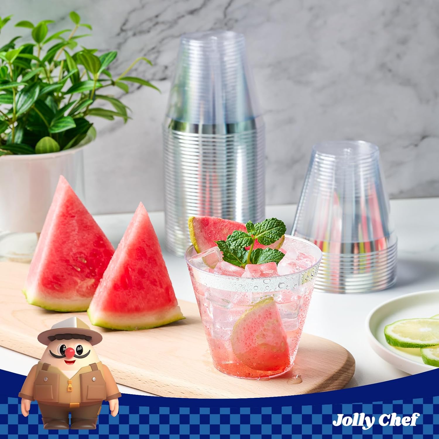 J CHEF Sier Plastic Cups, Clear Plastic Tumblers, Elegant Sier