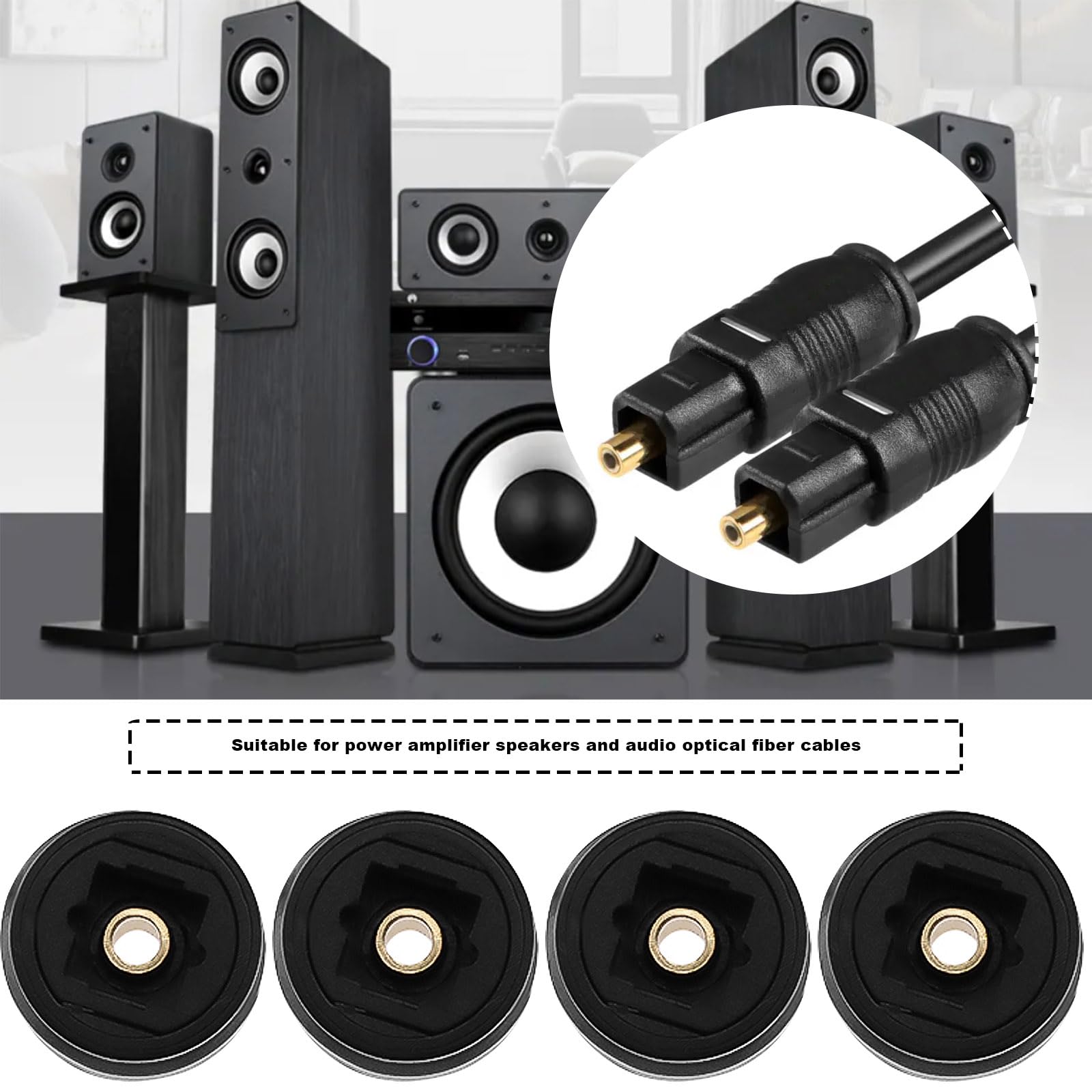 Pack of 4 Fiber Optic Toslink Adapter Optical TOS To TOS Extension Adaptor Female to Female Coupler for Optical Audio Cable Leads - Image 3