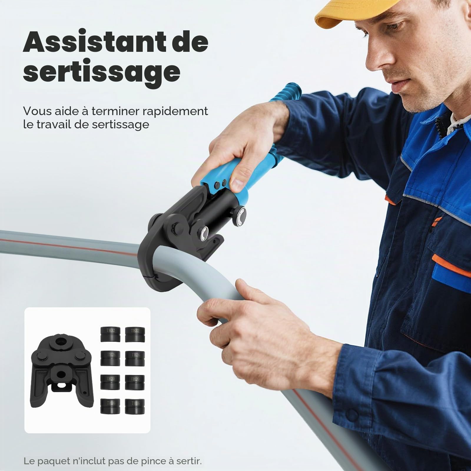 Pince à sertir professionnelle TH-Kontur 16-32 mm, pour tube composite en aluminium, PEX, cuivre, acier inoxydable