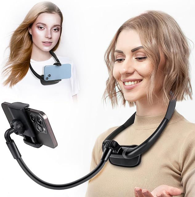 Support de téléphone cellulaire, support de téléphone portable encolure, support flexible en col d'oie pour lit, support téléphone encolyté POV/Vlog Selfie, support universel multifonctionnel pour téléphone 4,7''-6.7''