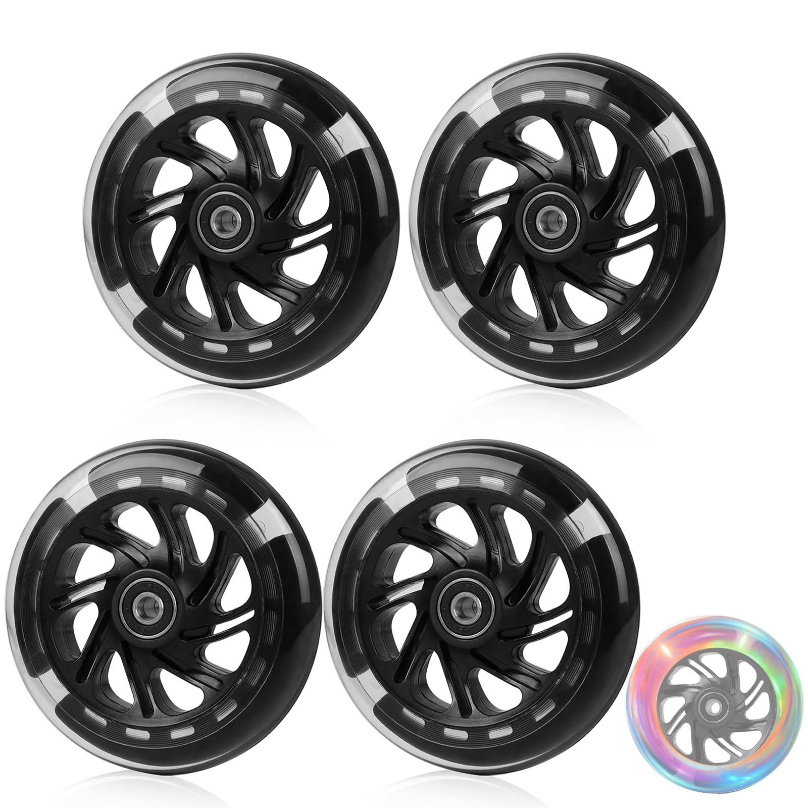 Lichtgevende Stuntstep-wielen, 2 Stuks Lichtgevende Stepwielen, 100 Mm Wielen Met Abec 9 Kogellagers Reservewielen Voor Stuntstep Scooterwielen Geschikt Voor Alle Scooters