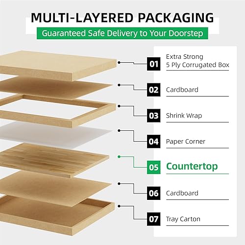 Miniatura 5 de Encimera de Bloque de Carnicero Tablero de Madera - Premium 3.98 pies, 47.76"x25"x1.5" Tablón de Madera Dura Sólida para Isla de Cocina DIY,