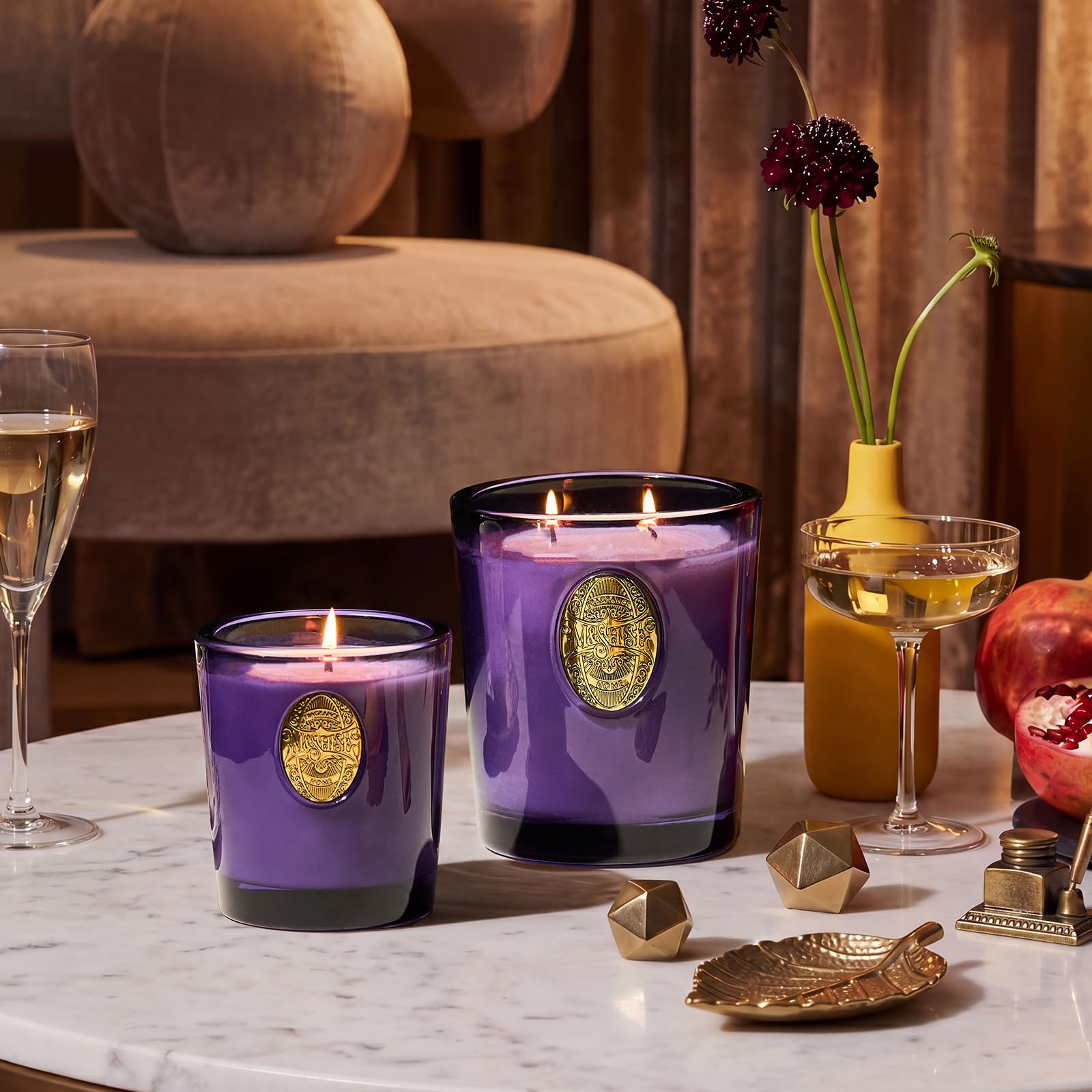M&SENSE Vela grande de soja de dos mechas, lavanda cítrica y morado, 20 onzas, tiempo de combustión de 120 horas, vela perfumada de lujo para relajación, regalo, decoración del hogar, ideal para