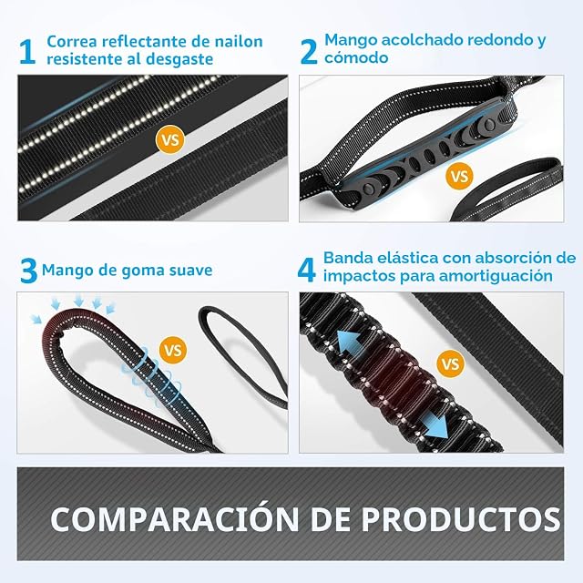 Foto 4 de 6 de Iokheira Correa Perro de 5 pies, 4 en 1 Correas para Perros, Ajustable