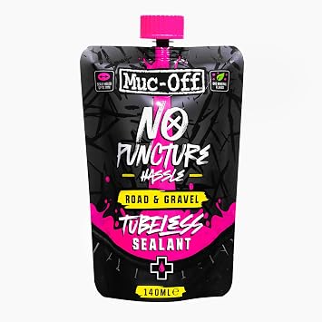 Muc-Off Road & Gravel Tubeless Tire Sealant | High-Pressure Puncture Sealant for Road & Gravel Bikes | Seals Holes up to 7mm | Works Up to 110 PSI