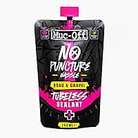 Selante sem câmara Muc Off No Puncture Hassle Road & Cascalho, 140 ml - Selante de pneu sem câmara para reparo de perfuração de bicicleta - Selante de pneu de bicicleta durável para estrada, cascalho,